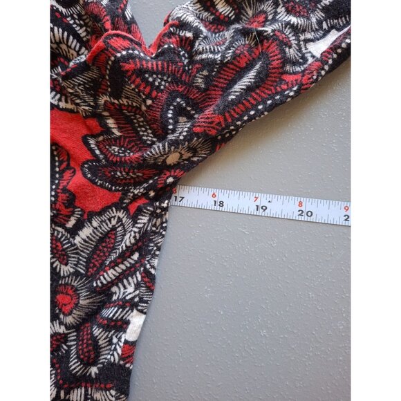 Chicos  Open Front Cardigan Size 1 Medium Red Black Floral Paisley Boho Chic - Picture 6 of 8